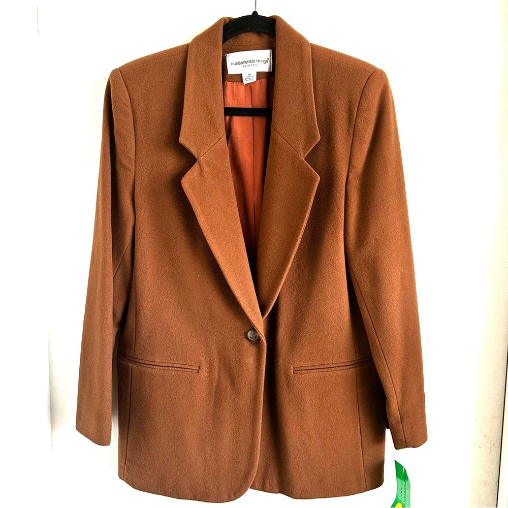 Classic Vintage Women's Wool Cashmere Blend Brown Lined Blazer Sz10
